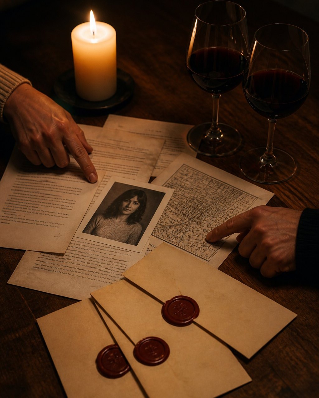 The dossier and envelopes on the table